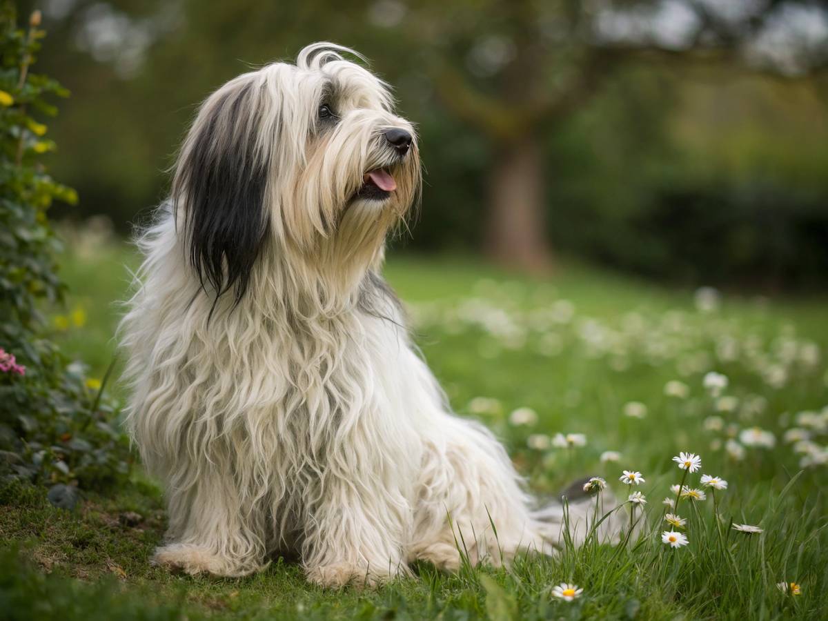 Verfilztes Hundefell eines Tibet-Terriers mit Knoten